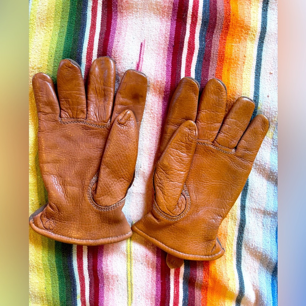 Men’s Leather & Gore Gloves, cognac color
